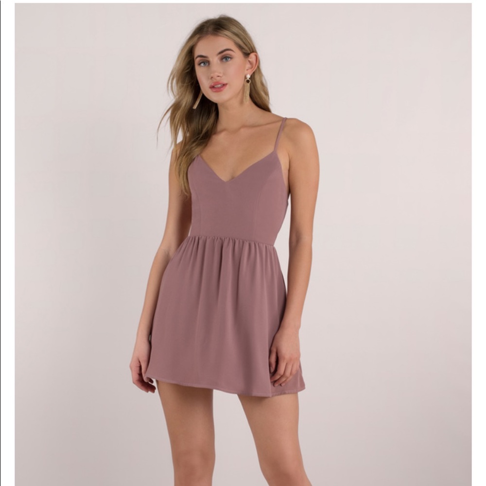 Tobi sonya dark rose self tie skater dress
